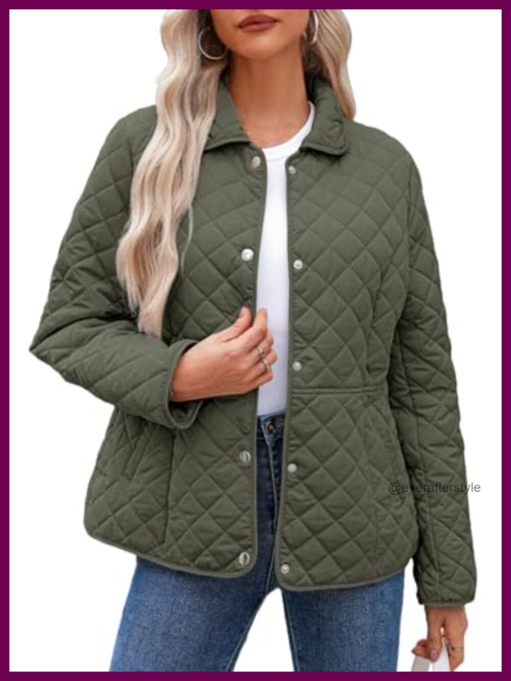 Dokotoo Quilted Puffer Jacket Button Down Stand Collar Loose Fit Winter Coat